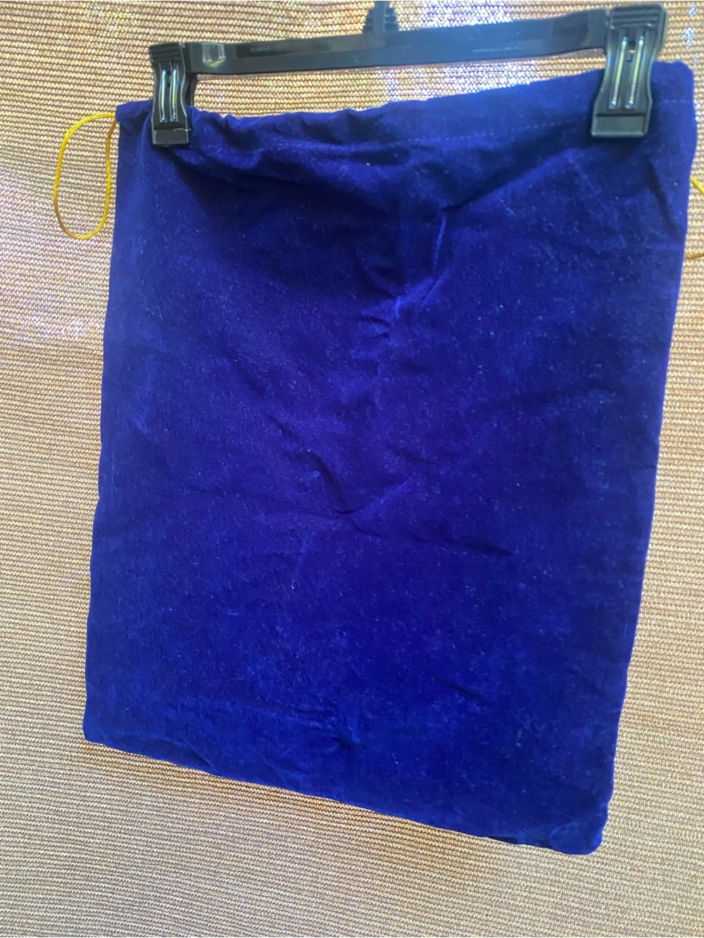 Velour Royal Blue Drawstring is gold stings